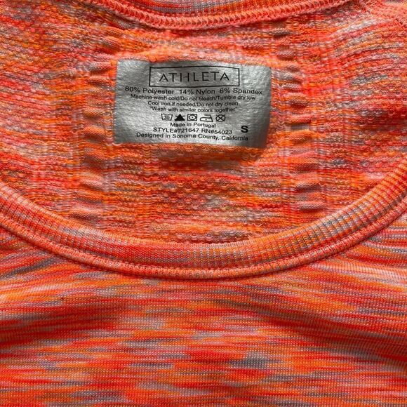 Women's Athleta Small Orange Fastest Track Tee Ruched Athletic Top Yoga - Picture 4 of 4